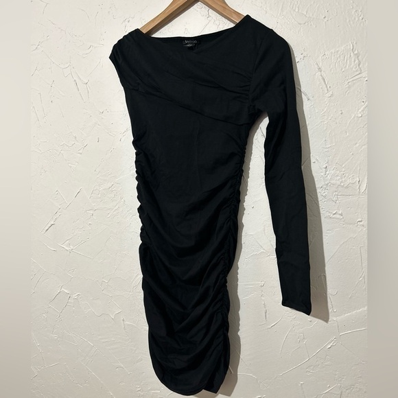 Boohoo Black Long Sleeve Bodycon Midi Dress Sz 4/ Small | Chic Minimalist Look - Picture 2 of 11